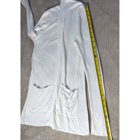 Matty M White Ribbed Cardigan Open Front Lightweight Stretch Women’s XL - Picture 8 of 11